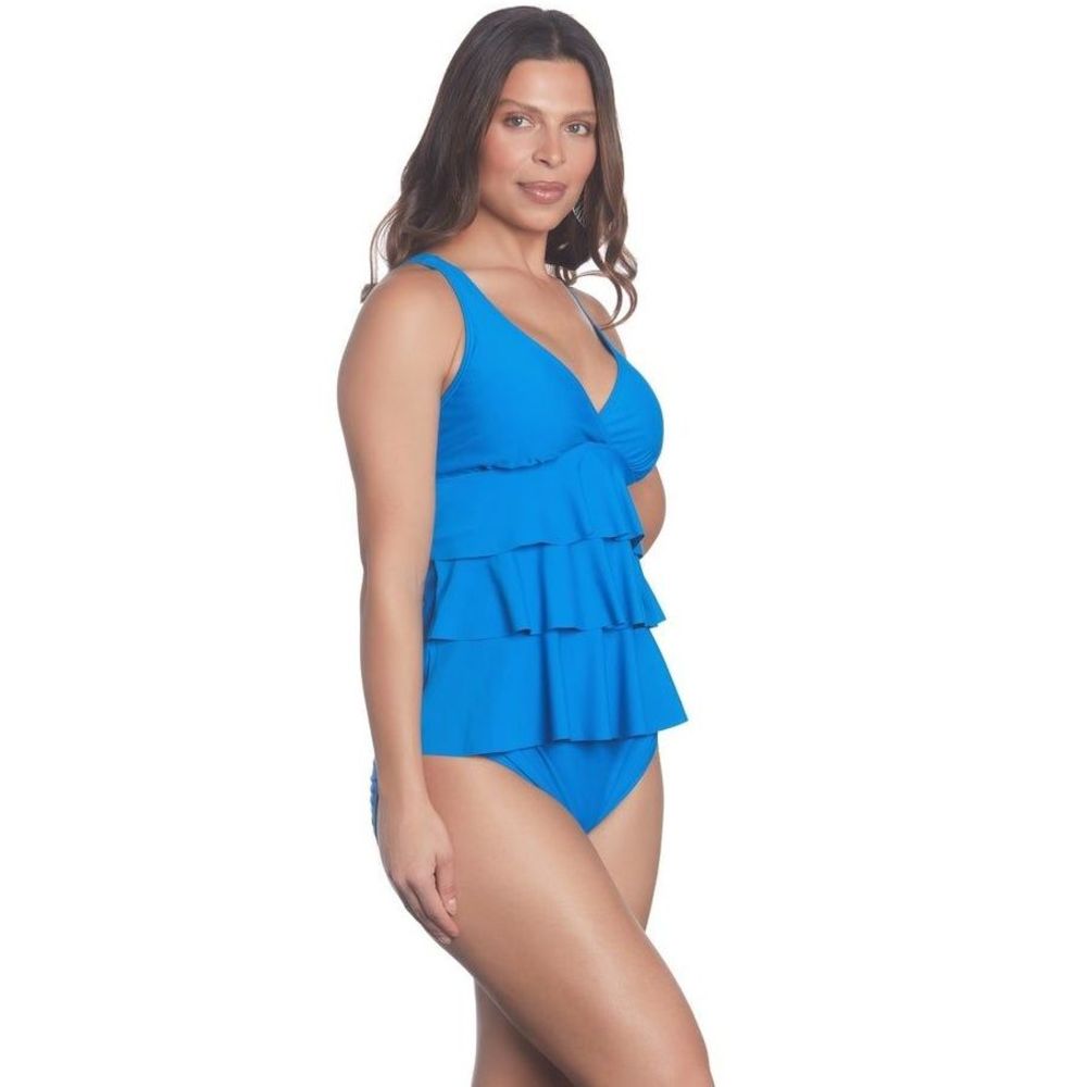 Swim Solutions Blue Tankini Swimsuit Top Size XL